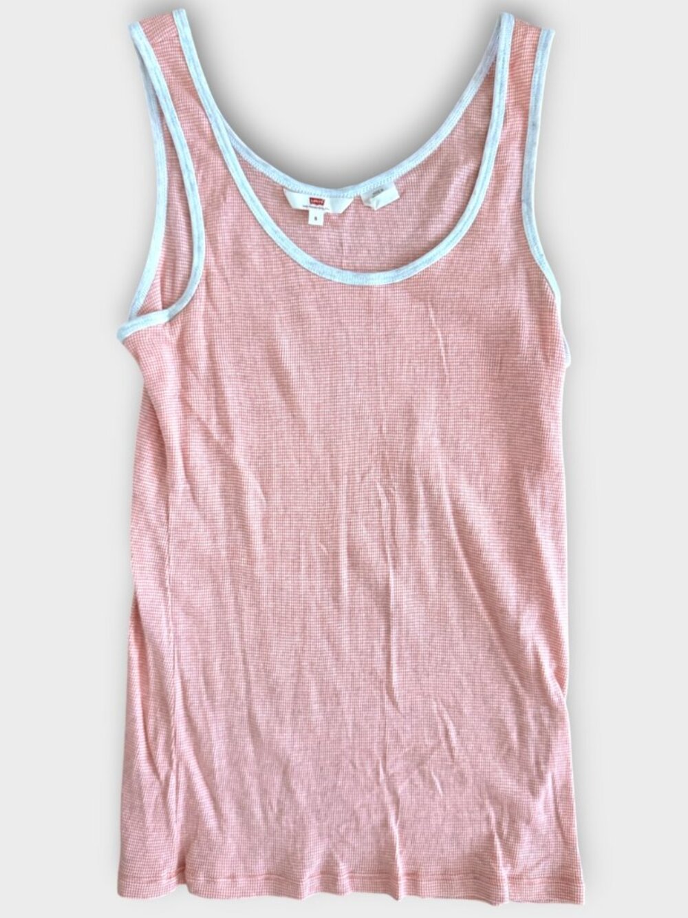 Levi's Lightweight Classic cotton ribbed tank - pink & grey trim - small